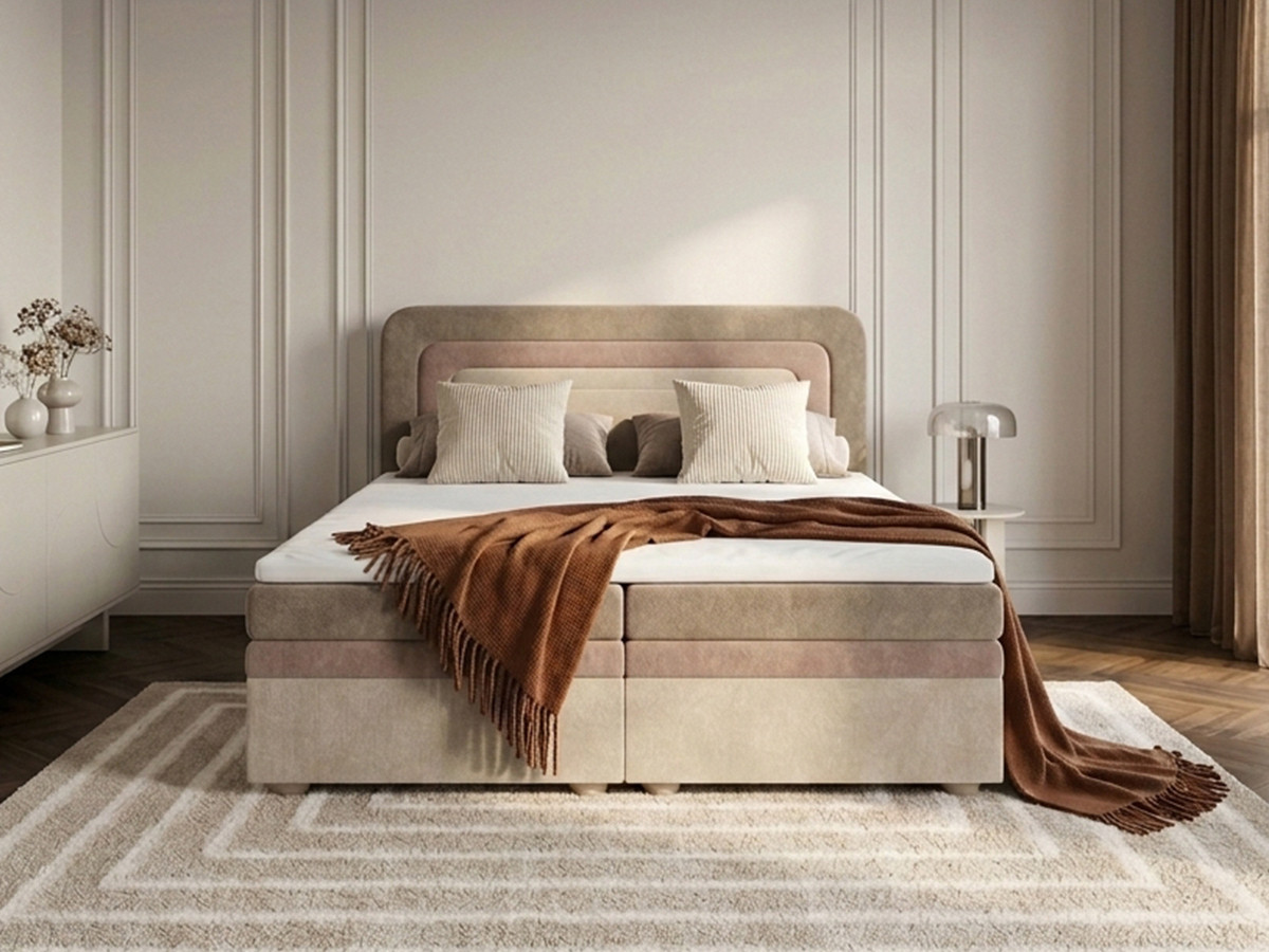 Lit coffre OPALINE tissu texturé
