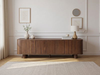 Meuble TV 4 portes 180 cm MALO placage chêne massif