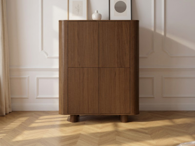 Buffet haut 4 portes 100 cm MALO placage chêne massif