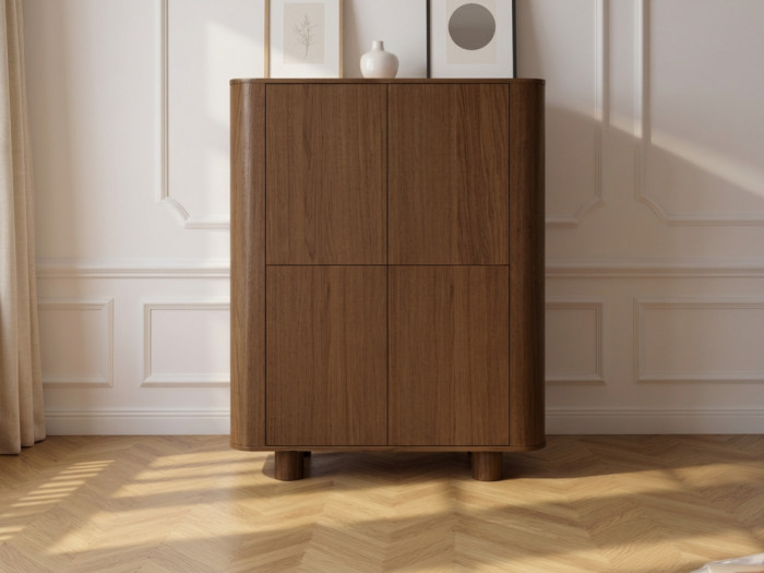 Buffet haut 4 portes 100 cm MALO placage chêne massif