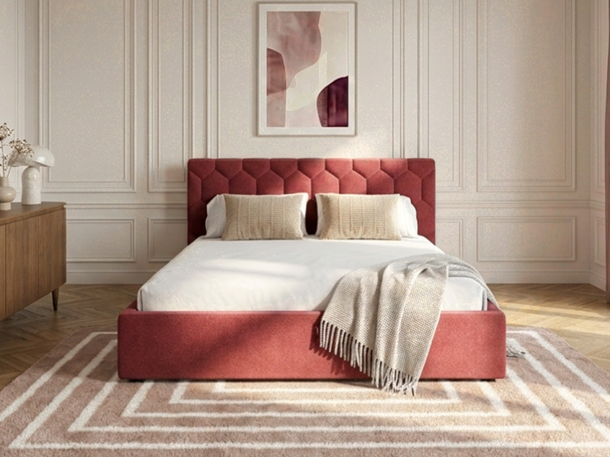 Lit coffre ROCCA tissu chenille