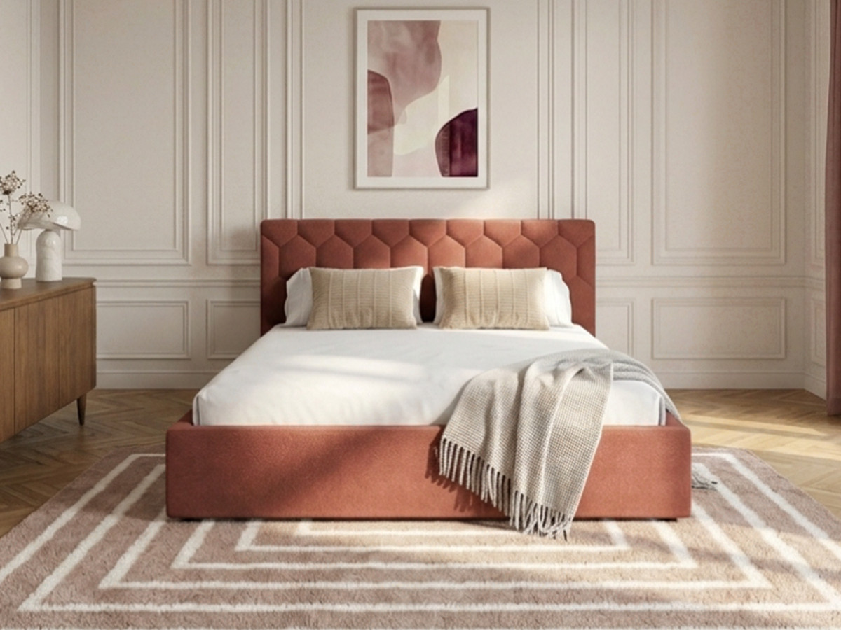 Lit coffre ROCCA tissu chenille