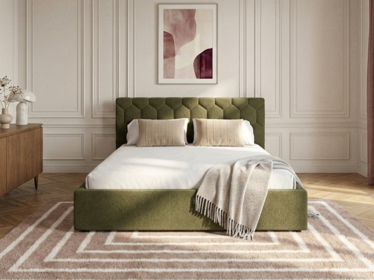 Lit coffre ROCCA tissu chenille