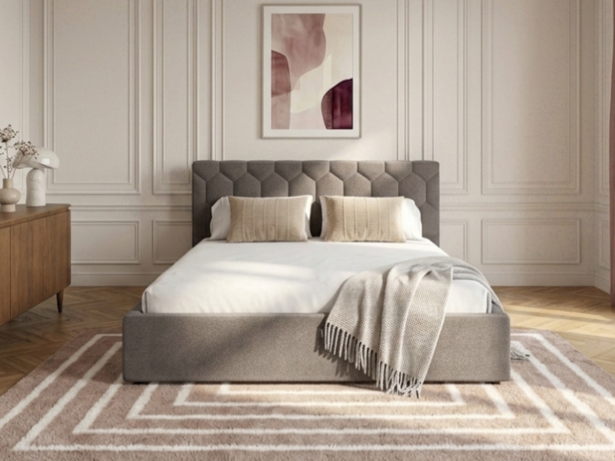 Lit coffre ROCCA tissu chenille