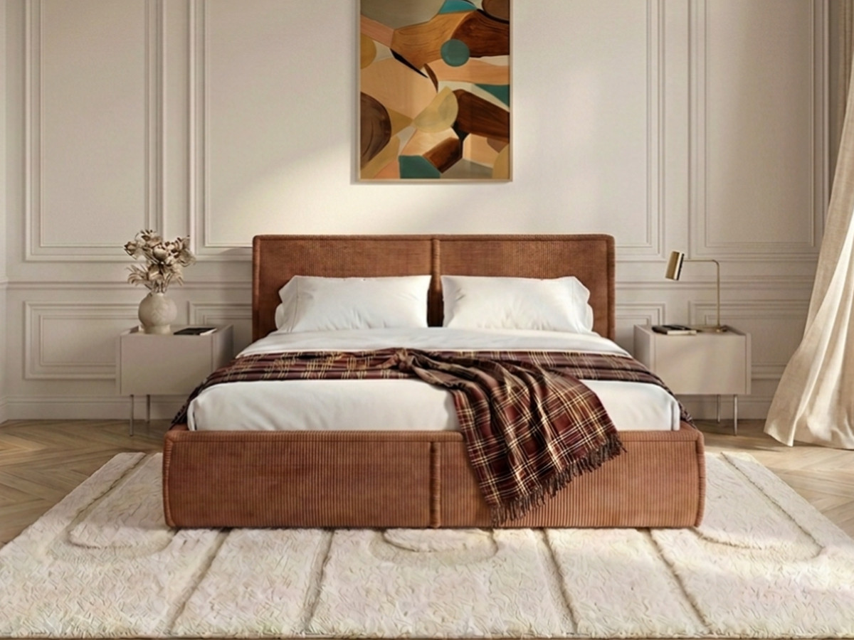 Lit coffre PALATIUM tissu velours