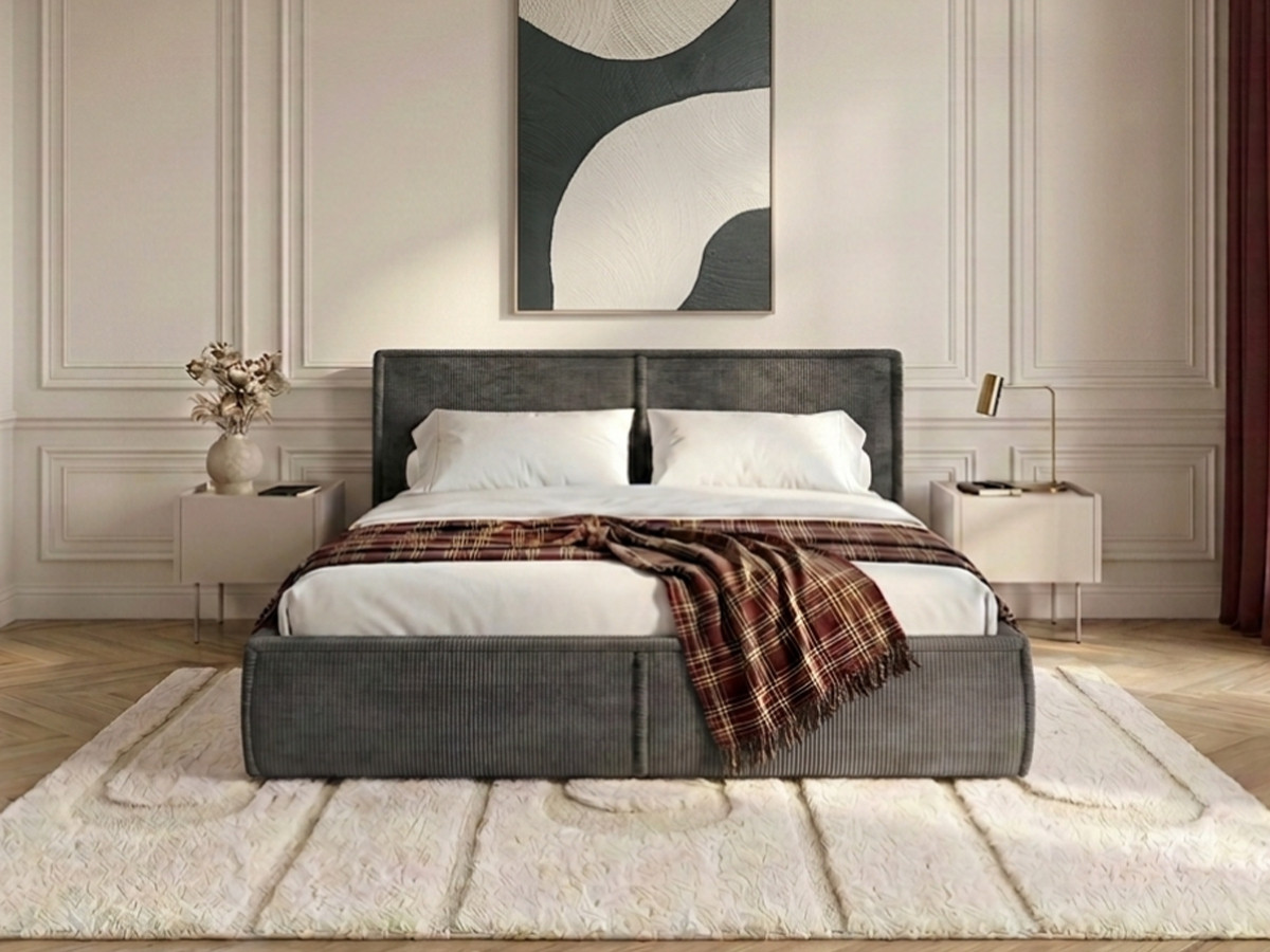 Bed met opbergruimte PALATIUM van fluweelstof