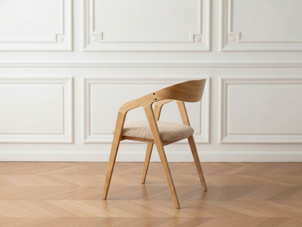 Set van 2 stoelen van eikenhout PRISCA met bouclé stof