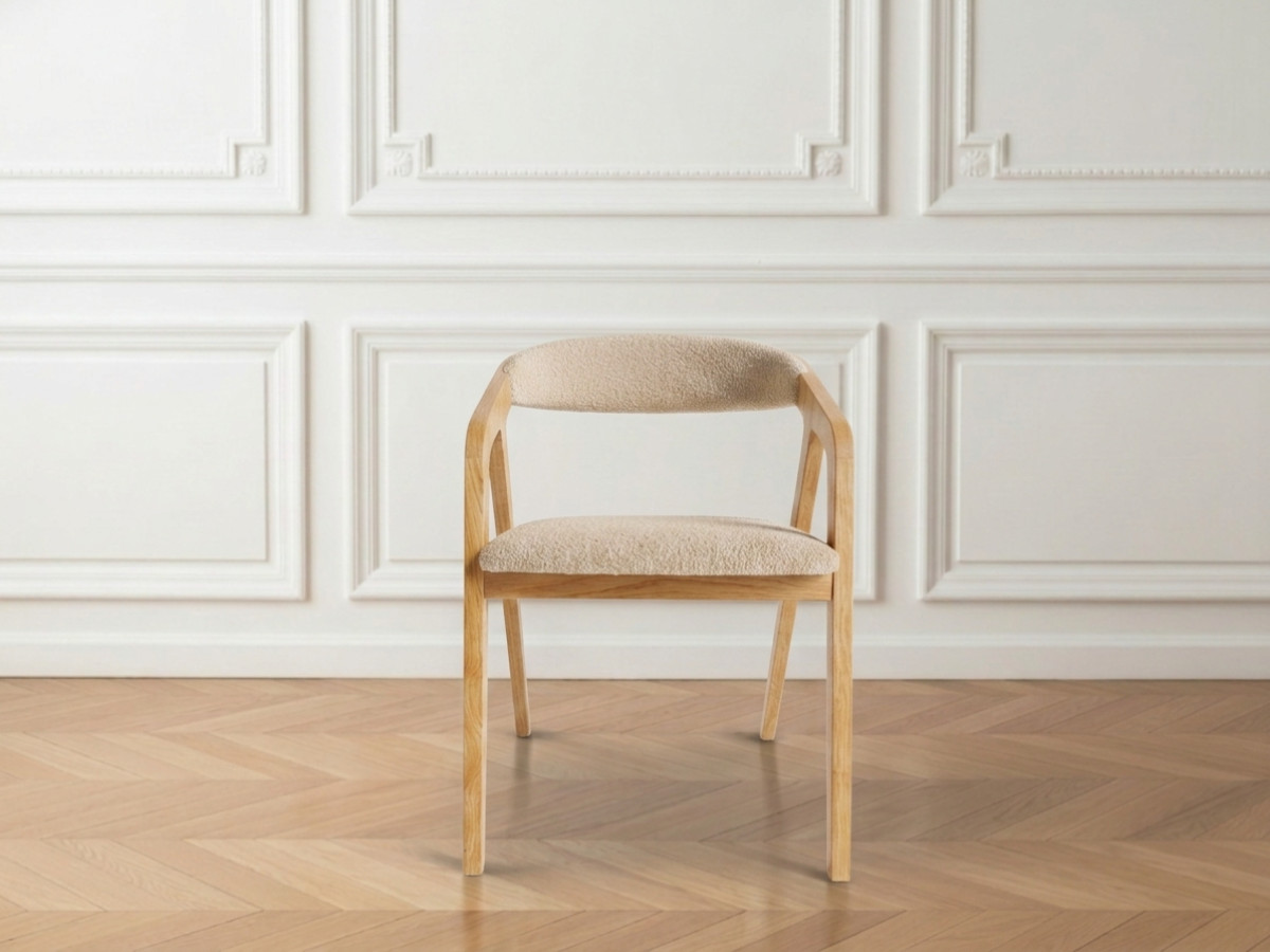 Set van 2 stoelen van eikenhout PRISCA met bouclé stof
