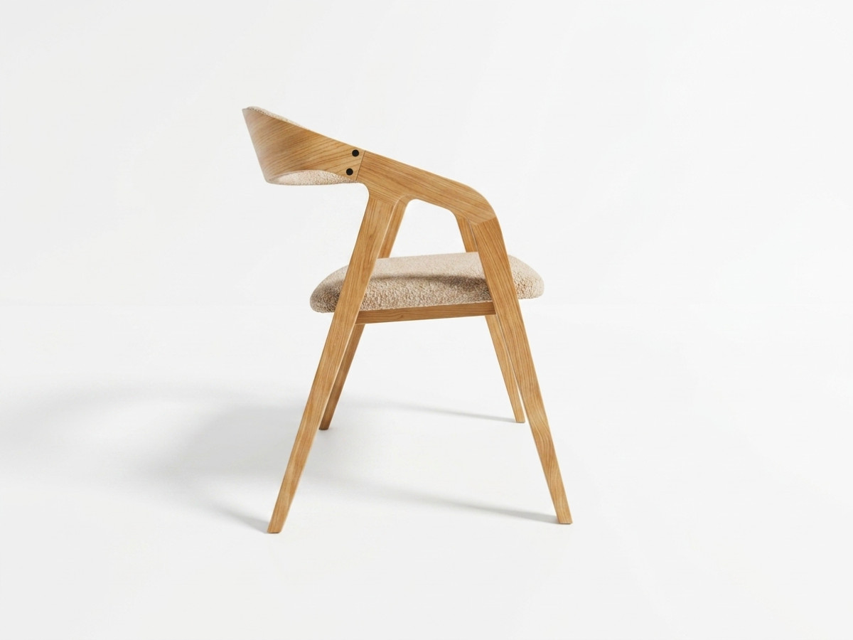 Set van 2 stoelen van eikenhout PRISCA met bouclé stof