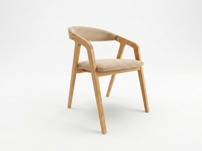 Lot de 2 chaises en bois de chêne PRISCA tissu bouclette