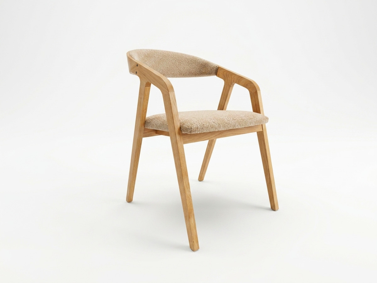 Set van 2 stoelen van eikenhout PRISCA met bouclé stof