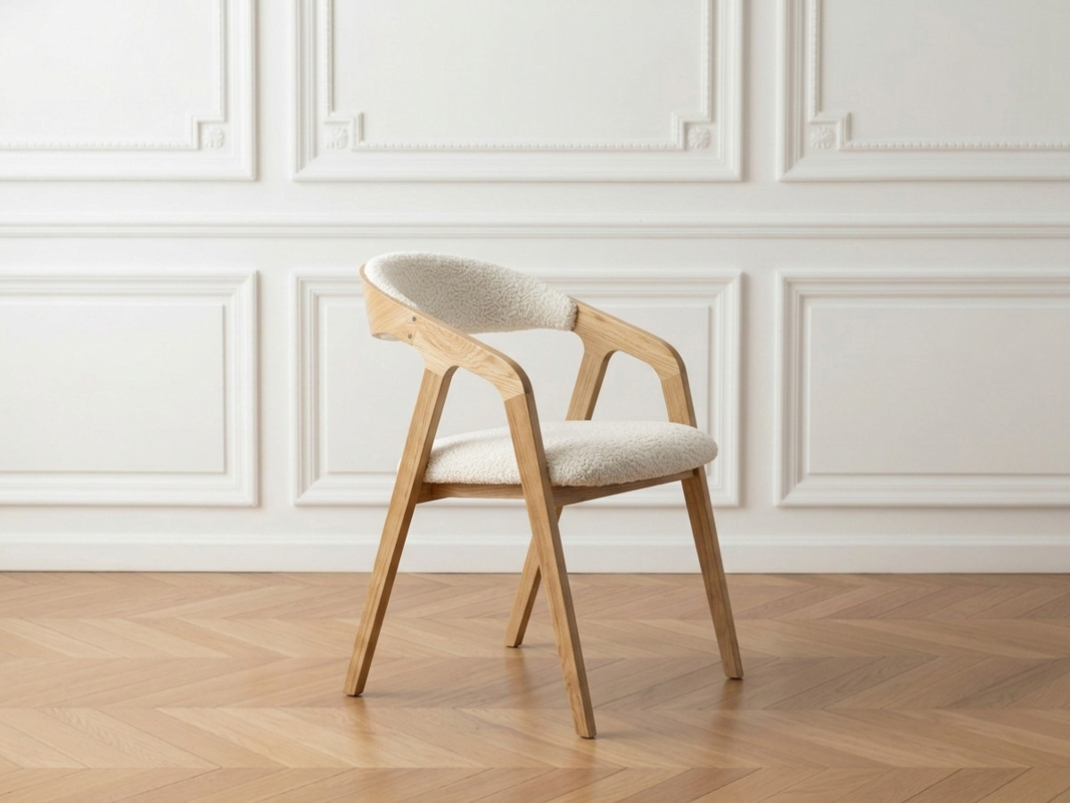 Set van 2 stoelen van eikenhout PRISCA met bouclé stof