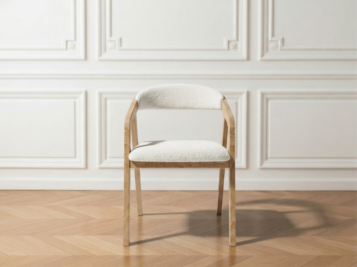 Set van 2 stoelen van eikenhout PRISCA met bouclé stof