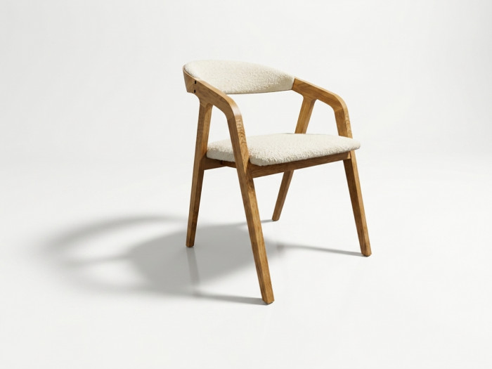 Lot de 2 chaises en bois de chêne PRISCA tissu bouclette