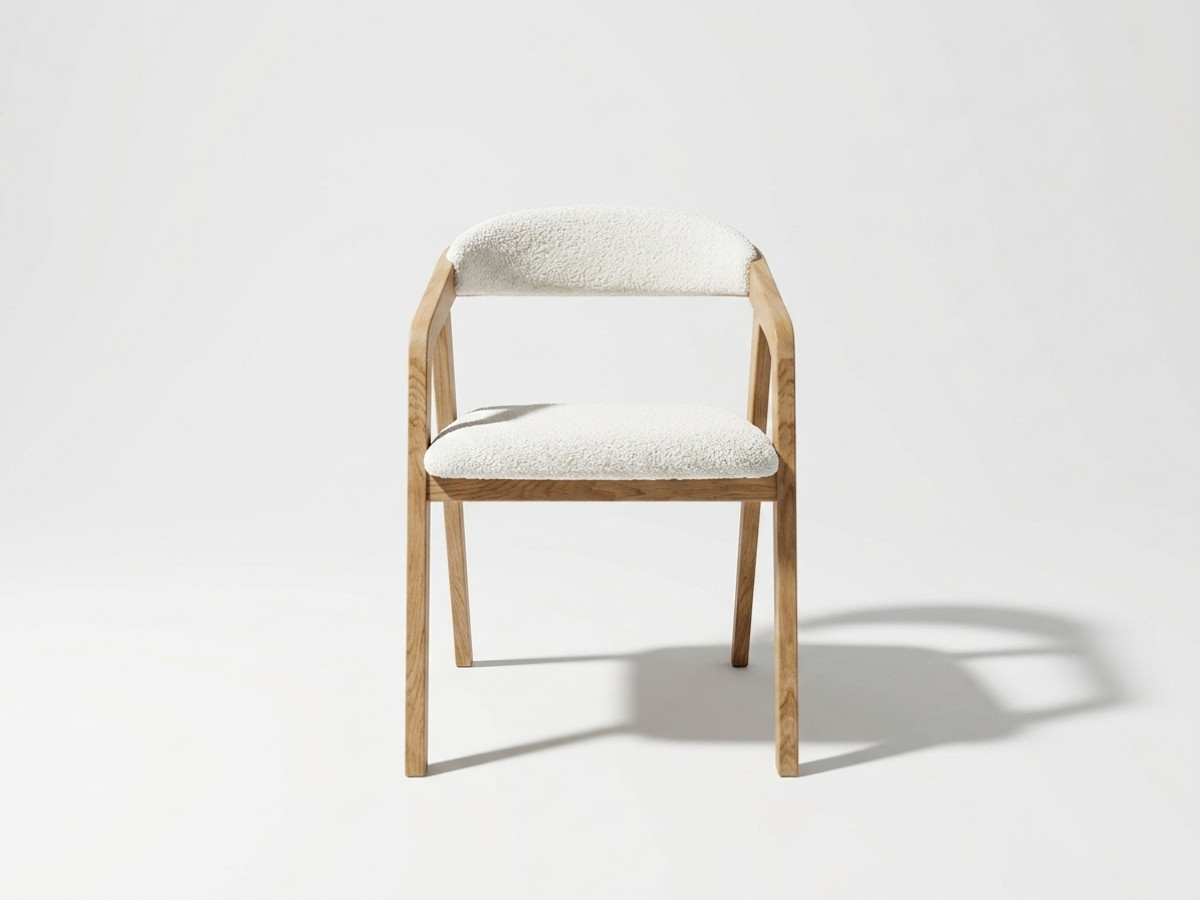 Set van 2 stoelen van eikenhout PRISCA met bouclé stof