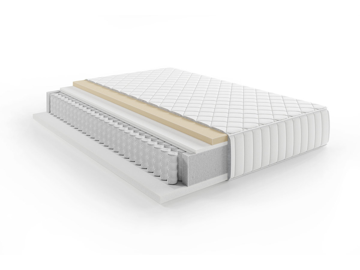 Ensemble avec lit coffre ELIXA tissu texturé + matelas hybride