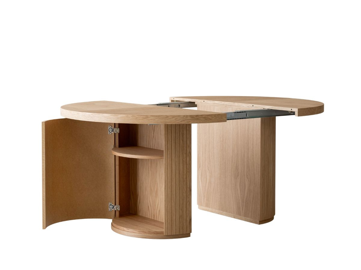 PRADO Eetkamerset met verlengbare tafel 120 tot 204 cm + set BASTIDE stoelen met massief eiken fineer