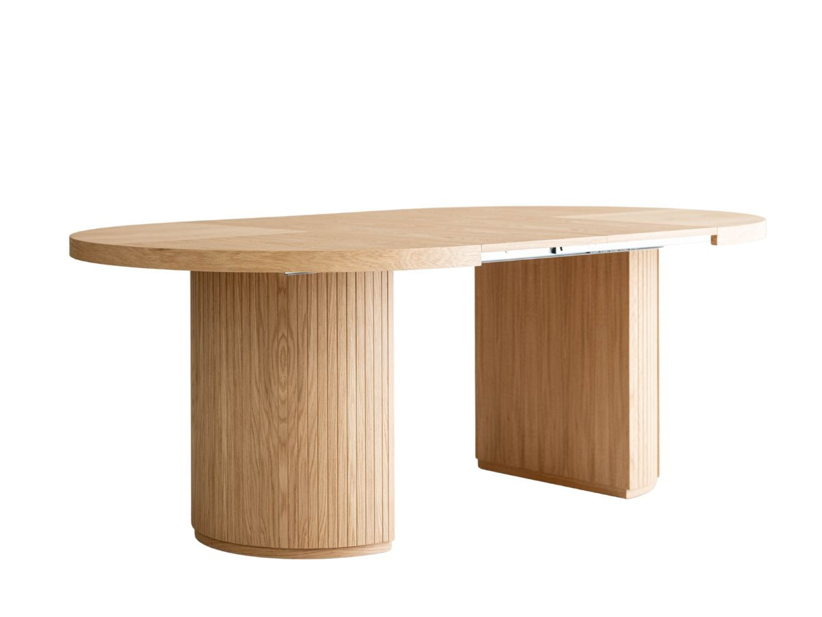 PRADO Eetkamerset met verlengbare tafel 120 tot 204 cm + set BASTIDE stoelen met massief eiken fineer