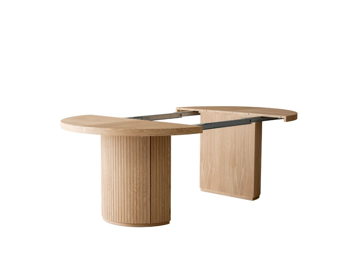 PRADO Eetkamerset met verlengbare tafel 120 tot 204 cm + set BASTIDE stoelen met massief eiken fineer