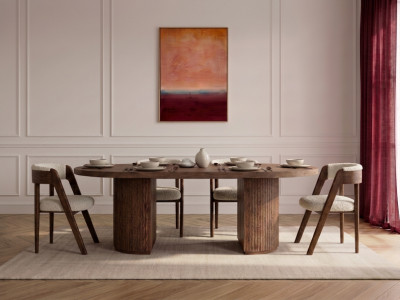 Ensemble PRADO avec table à manger extensible 120 à 204 cm + lot de chaises BASTIDE placage chêne massif