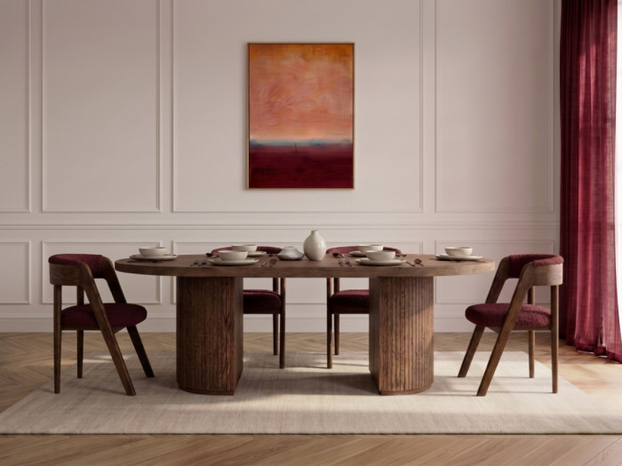 Ensemble PRADO avec table à manger extensible avec rangements 120 à 204 cm + lot de chaises BASTIDE placage chêne massif