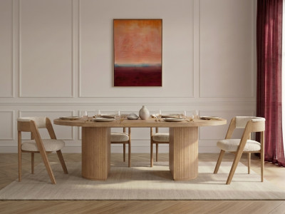 Ensemble PRADO avec table à manger extensible avec rangements 120 à 204 cm + lot de chaises BASTIDE placage chêne massif