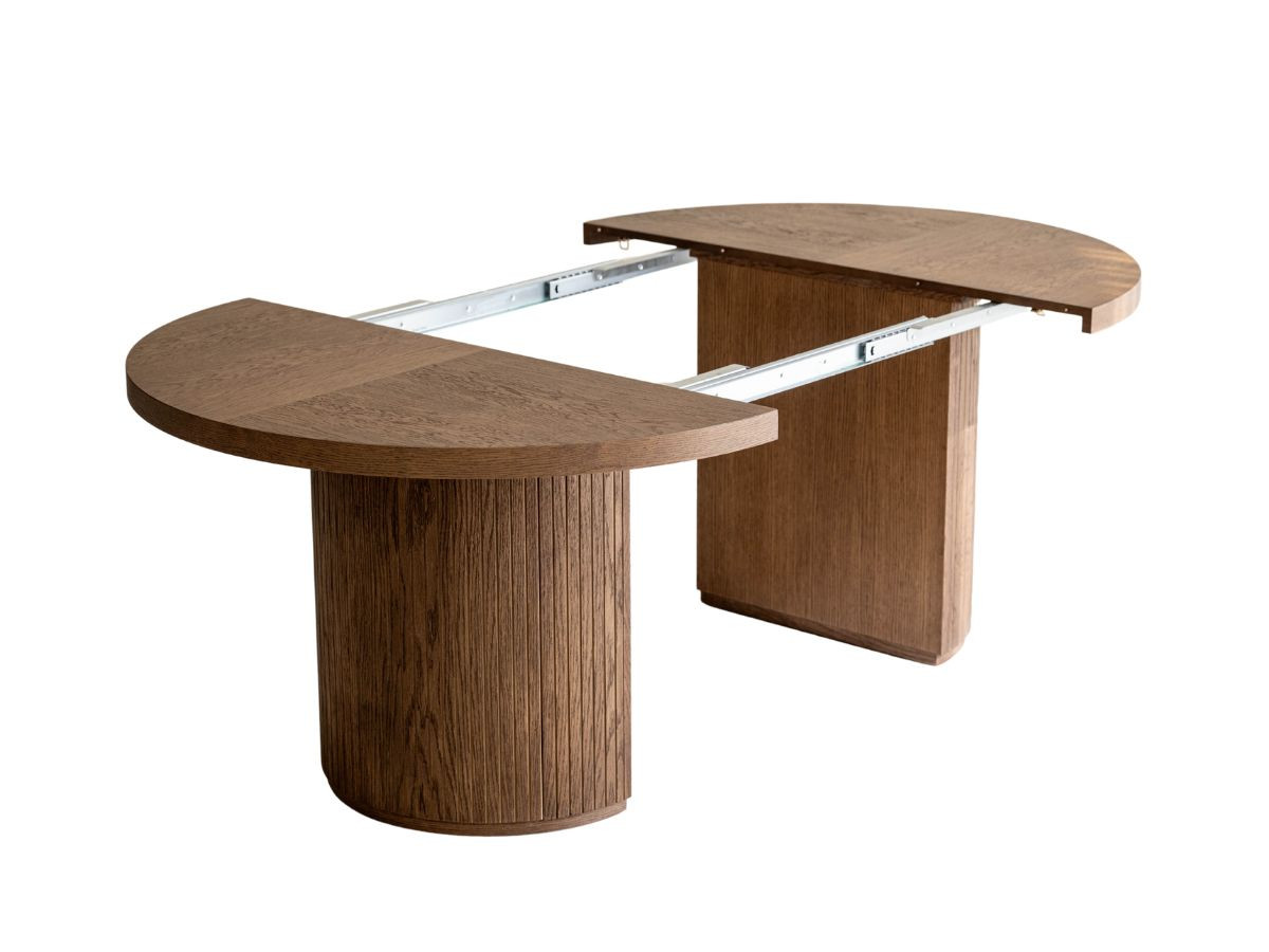 PRADO Eetkamerset met verlengbare tafel 120 tot 204 cm + set BASTIDE stoelen met massief eiken fineer