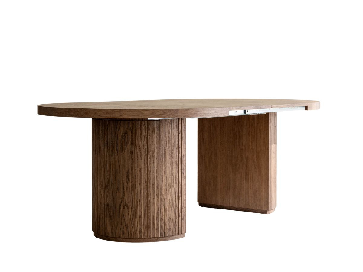 PRADO Eetkamerset met verlengbare tafel 120 tot 204 cm + set BASTIDE stoelen met massief eiken fineer