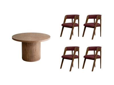 Ensemble PRADO avec table à manger extensible avec rangements 120 à 204 cm + lot de chaises BASTIDE placage chêne massif