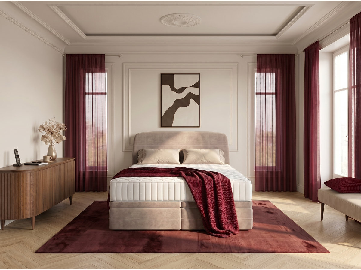 Set met boxspring met opbergruimte VELORA in glad fluweel + matras