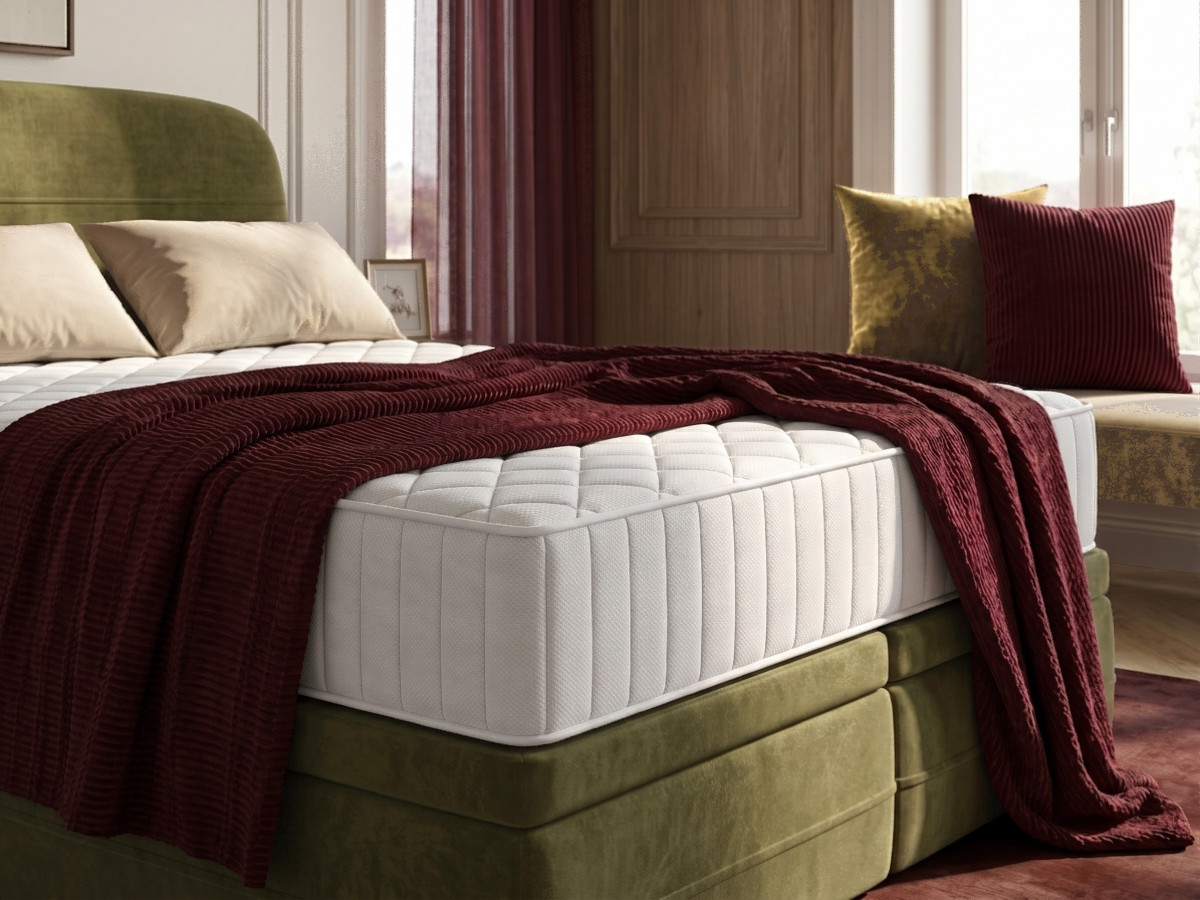 Set met boxspring met opbergruimte VELORA in glad fluweel + matras
