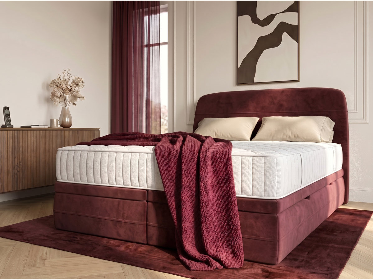 Set met boxspring met opbergruimte VELORA in glad fluweel + matras