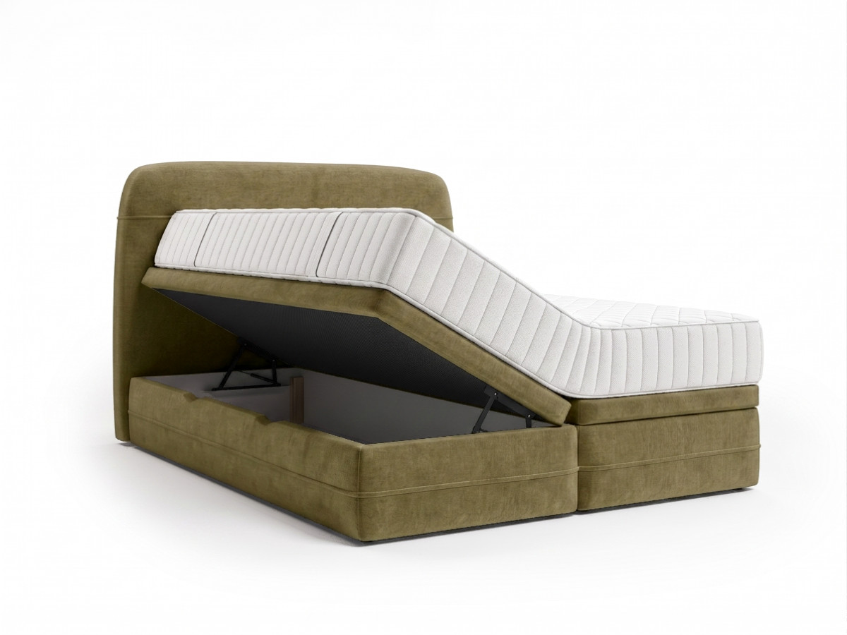 Set met boxspring met opbergruimte VELORA in glad fluweel + matras