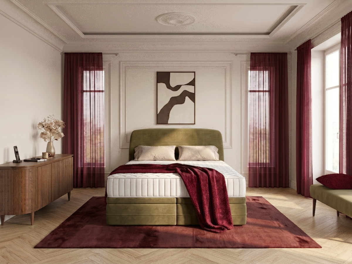 Set met boxspring met opbergruimte VELORA in glad fluweel + matras