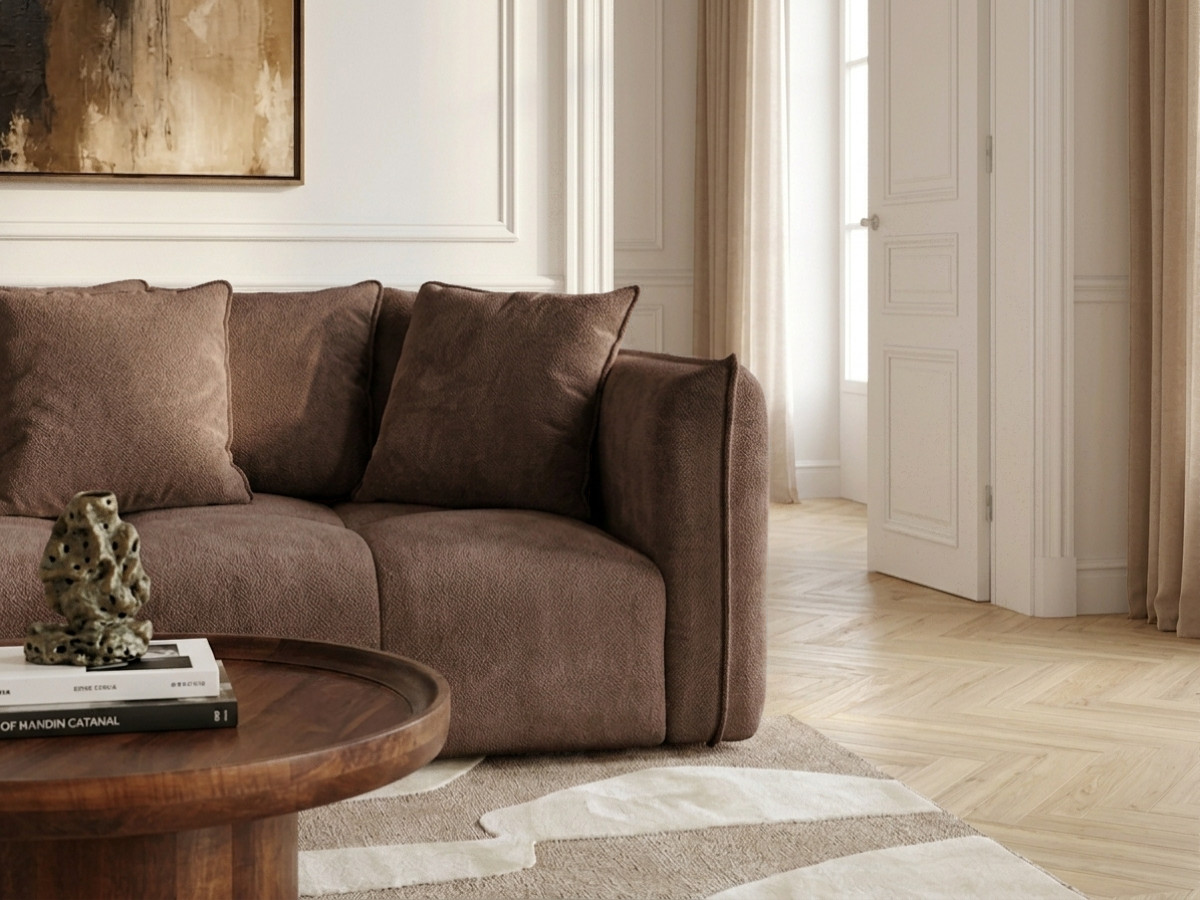 Canapé droit fixe 3 places assise profonde HARLEM
