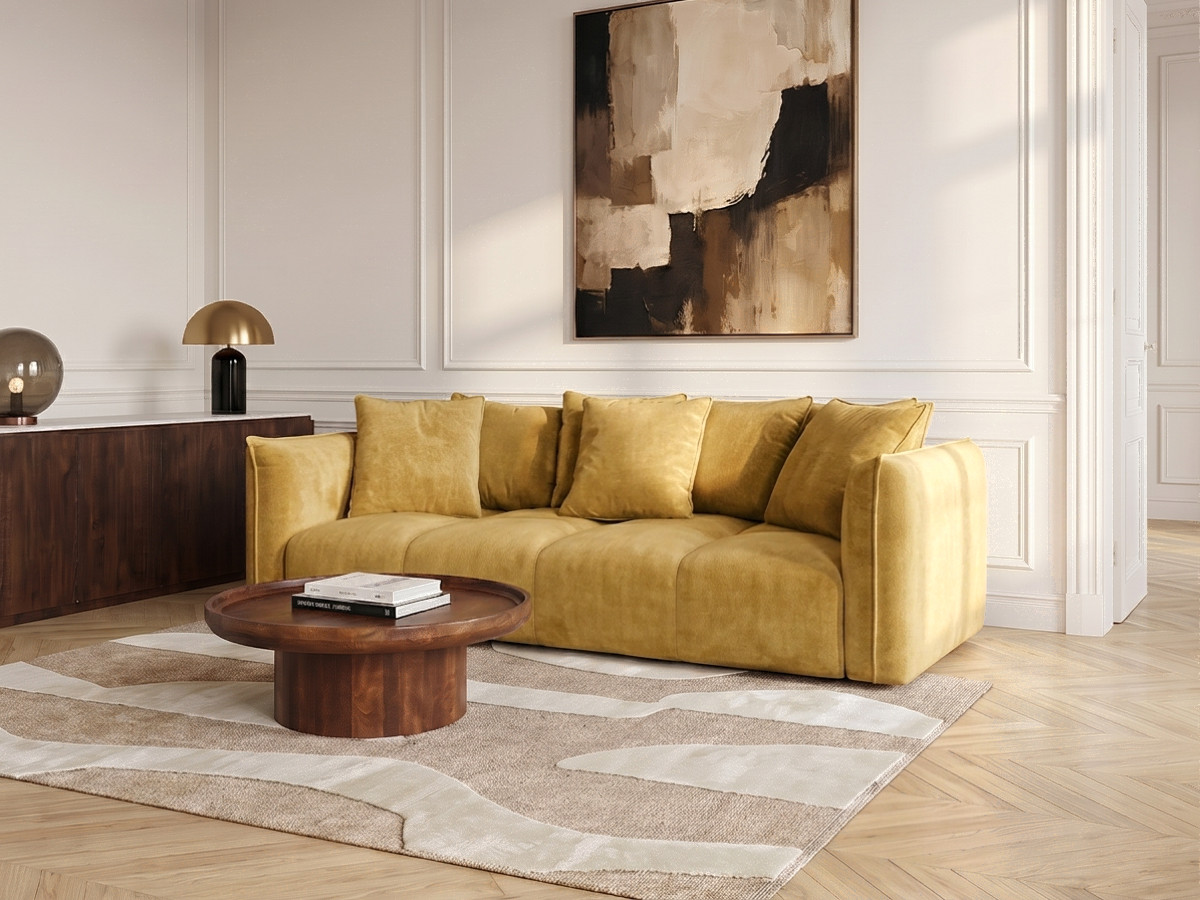 Canapé droit fixe 3 places assise profonde HARLEM