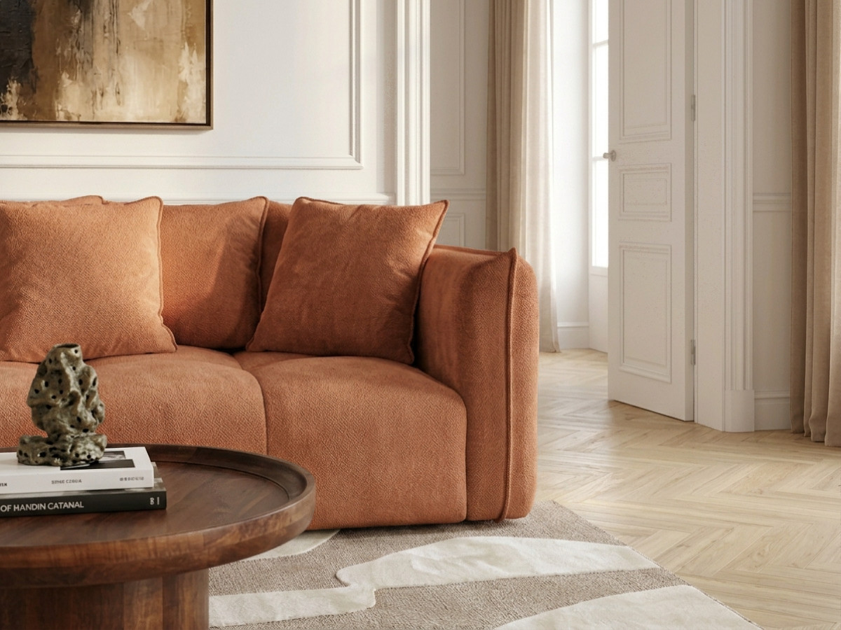 Canapé droit fixe 3 places assise profonde HARLEM