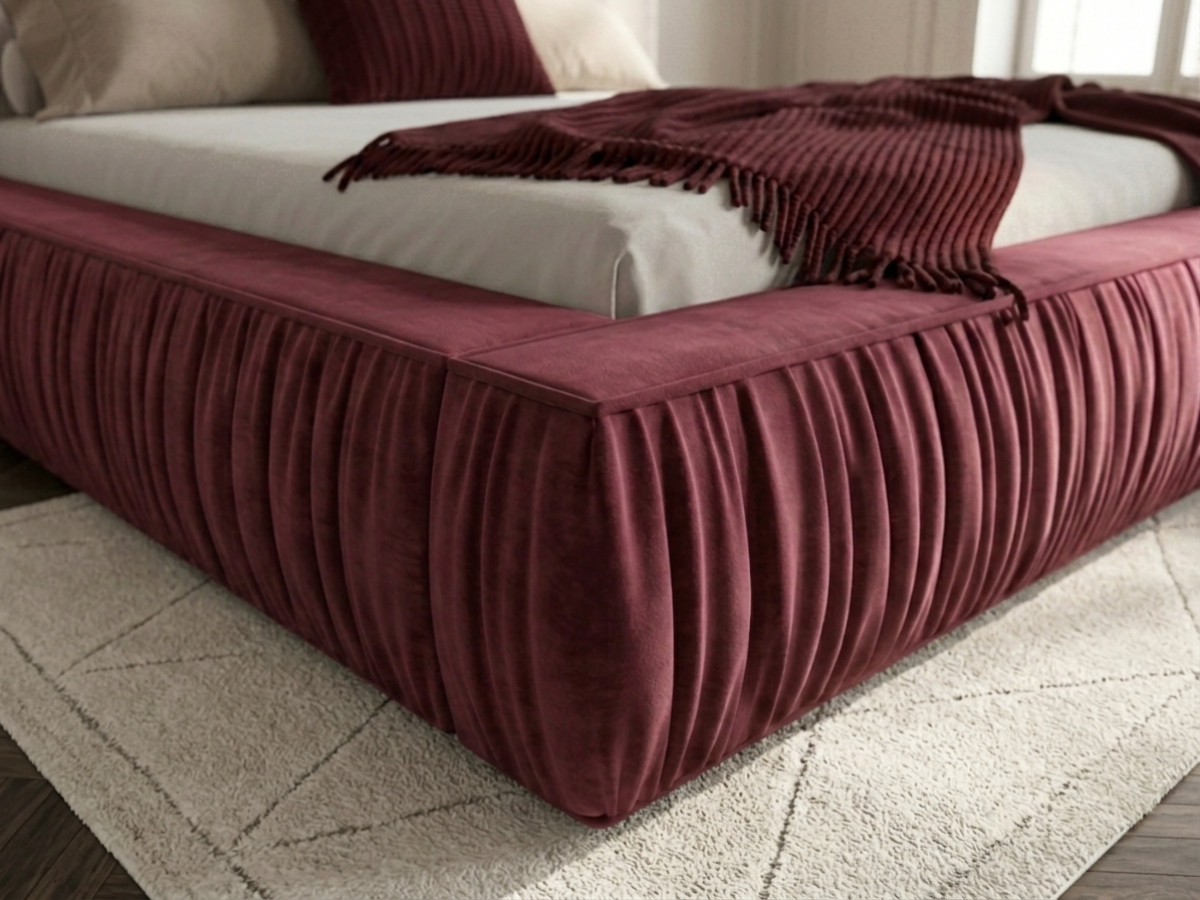 Lit coffre MARQUISE tissu velours lisse