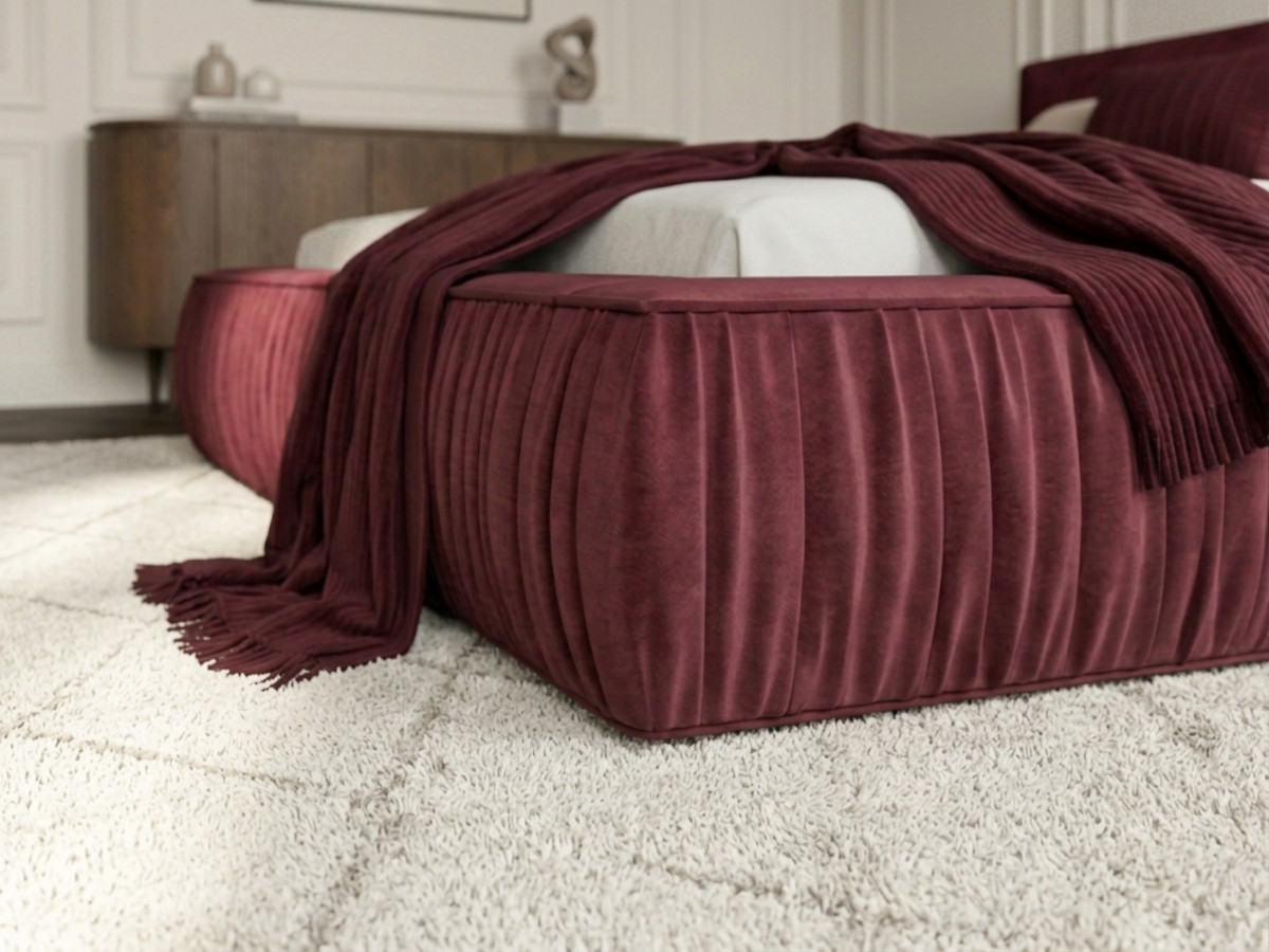 Lit coffre MARQUISE tissu velours lisse