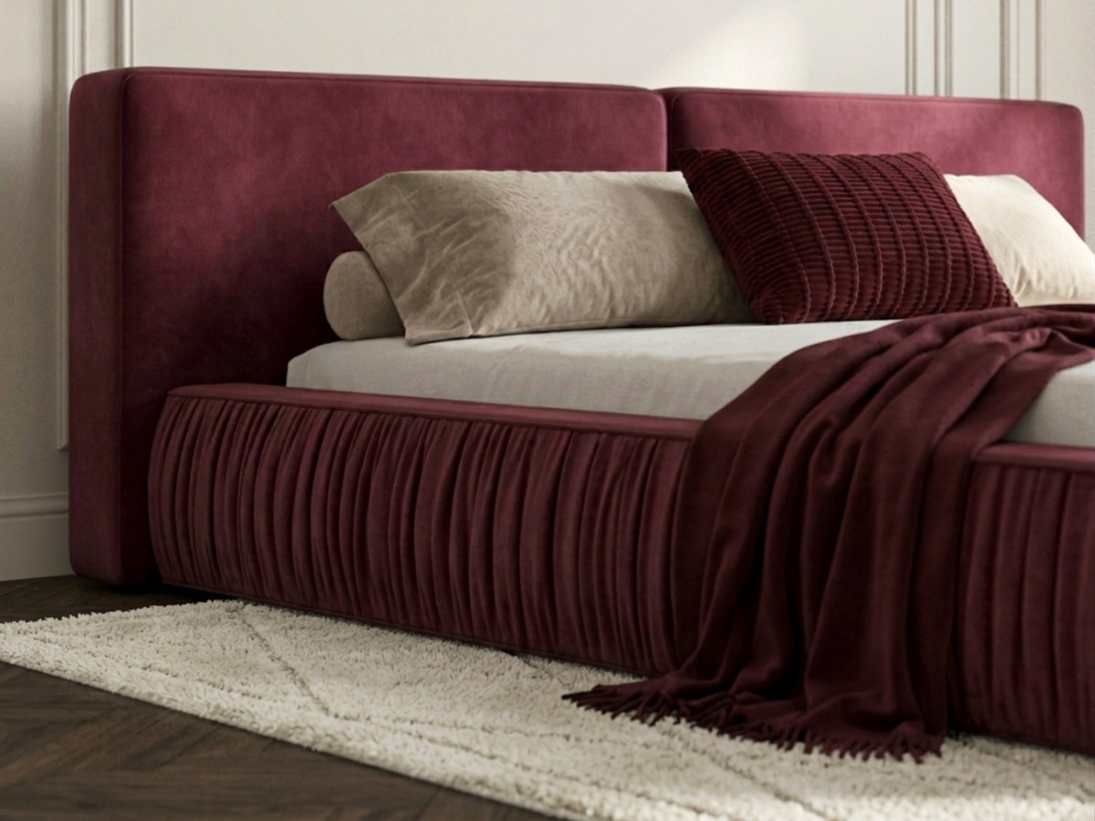 Lit coffre MARQUISE tissu velours lisse