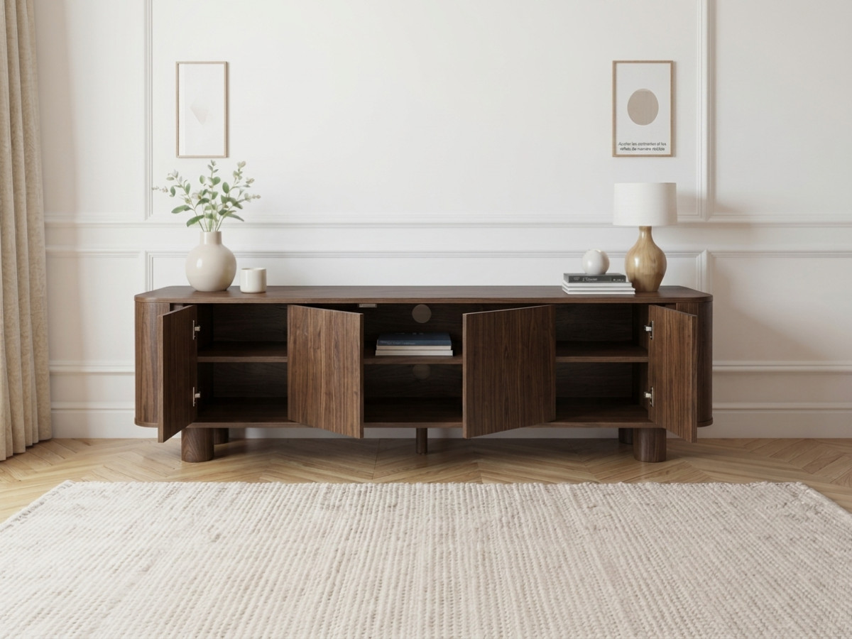Ensemble MALO avec buffet 180 cm + meuble TV 180 cm placage chêne massif