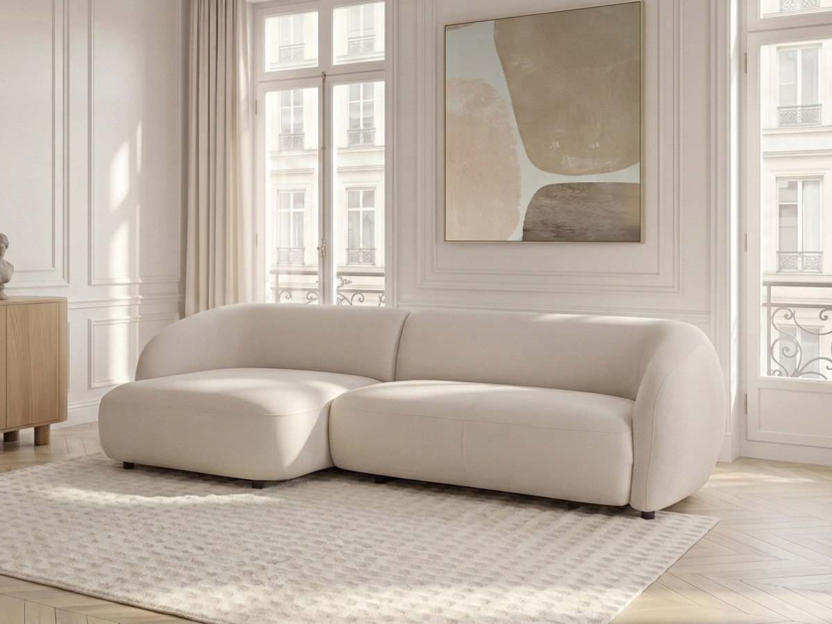 Canapé d'angle convertible avance-recule électrique HALO tissu lisse