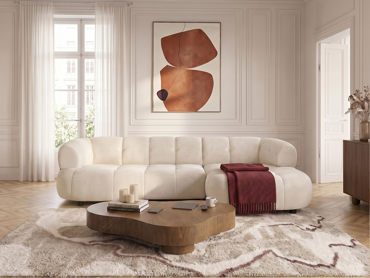 Canapé d'angle convertible avance-recule électrique LOVELY lisse beige — vue 4