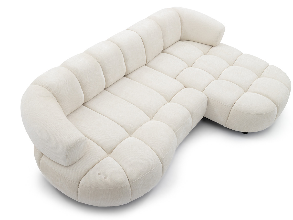 Canapé d'angle convertible avance-recule électrique LOVELY tissu lisse