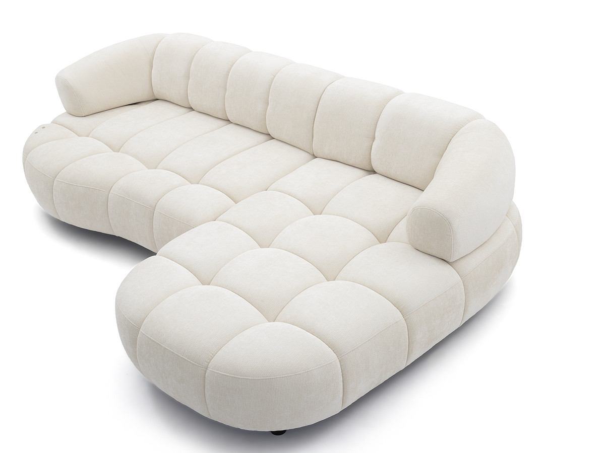 Canapé d'angle convertible avance-recule électrique LOVELY tissu lisse