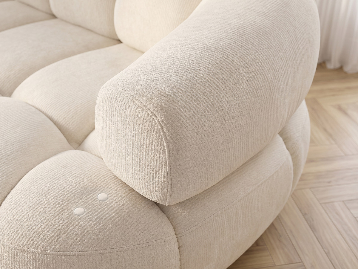 Canapé d'angle convertible avance-recule électrique LOVELY tissu lisse