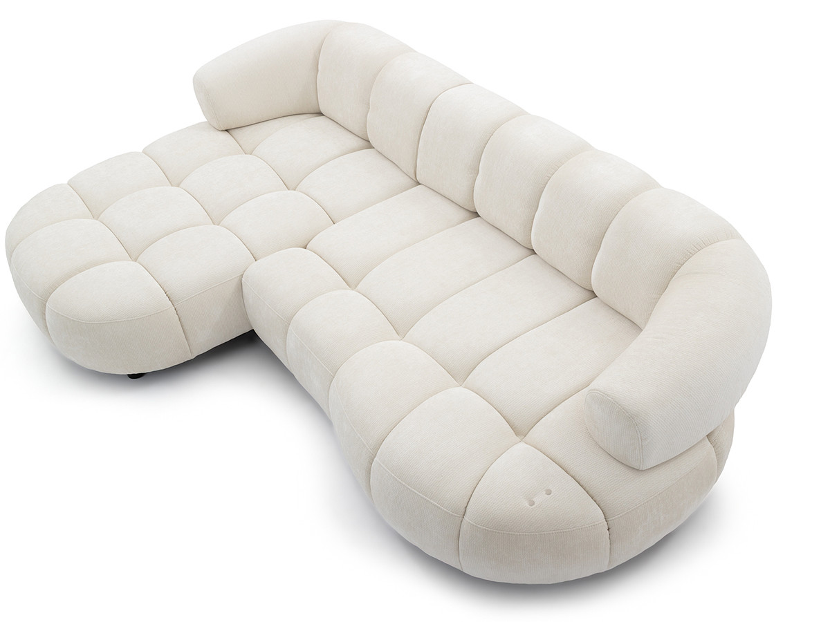 Canapé d'angle convertible avance-recule électrique LOVELY tissu lisse