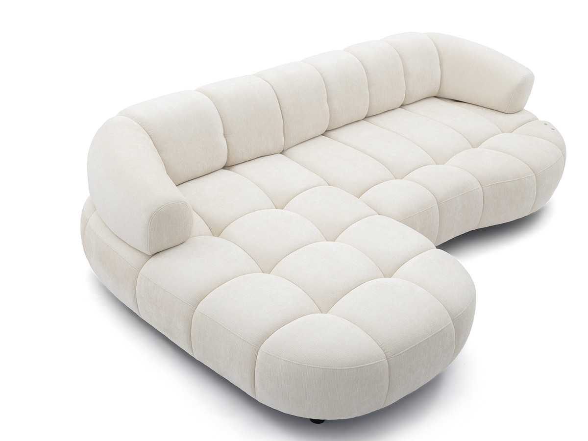 Canapé d'angle convertible avance-recule électrique LOVELY tissu lisse