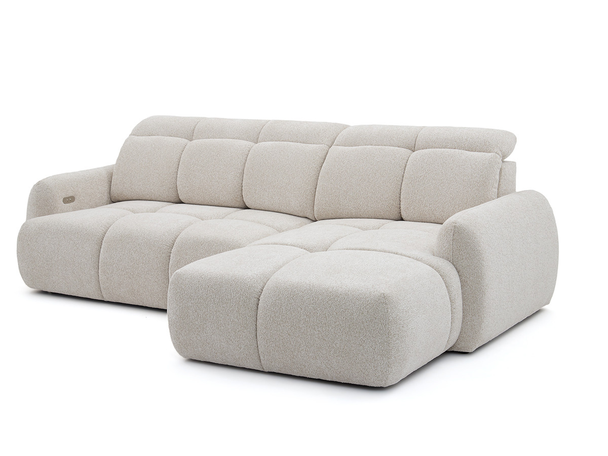 Canapé d'angle convertible avance-recule électrique RUBY tissu chenille