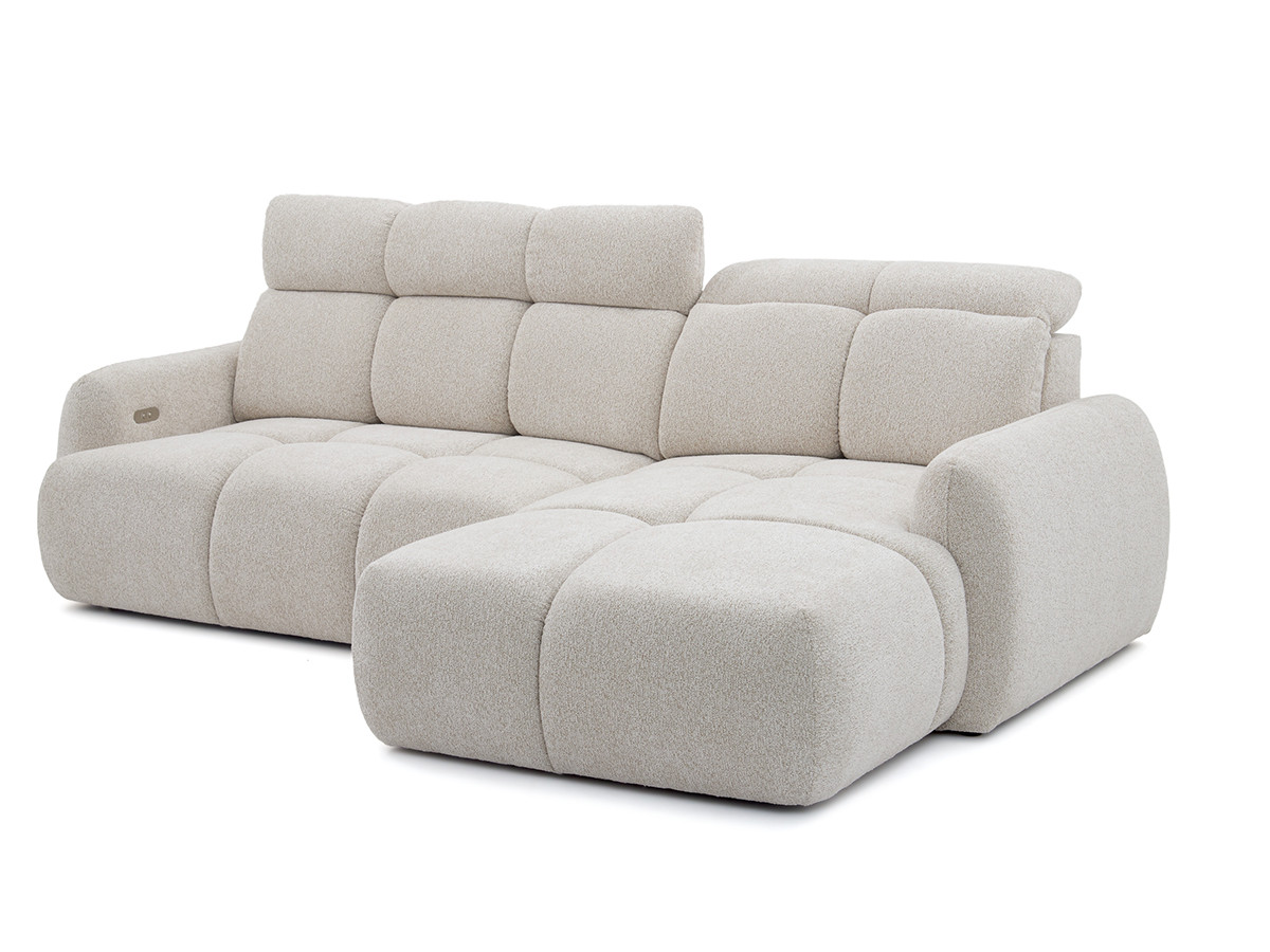Canapé d'angle convertible avance-recule électrique RUBY tissu chenille
